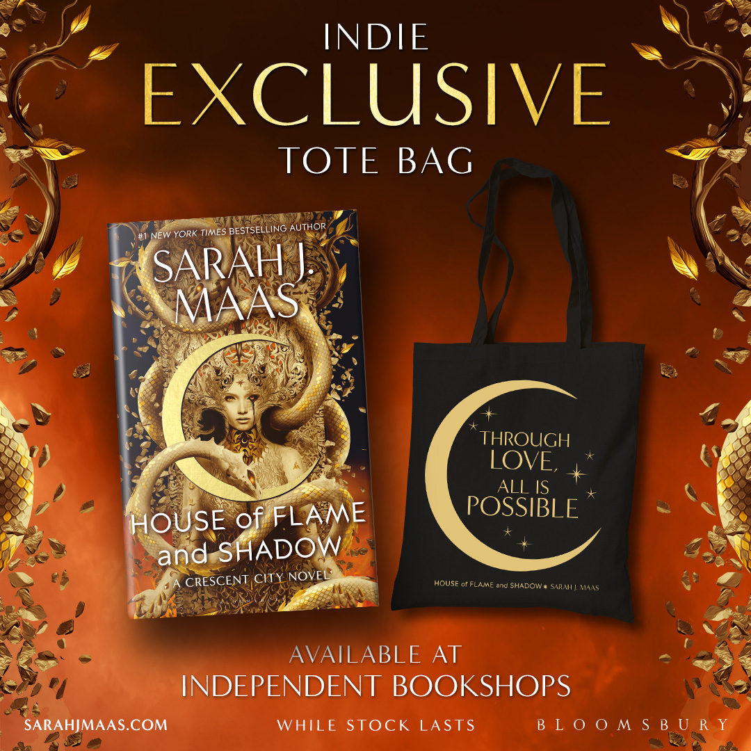 House of Flame and Shadow Sarah J Maas with TOTE BAG Jan 2024 Red
