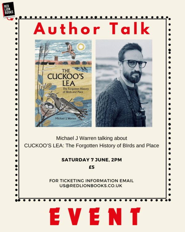 Author event<br>The Cuckoo's Lea with author Michael J. Warren<br>Saturday 7th June, 2pm